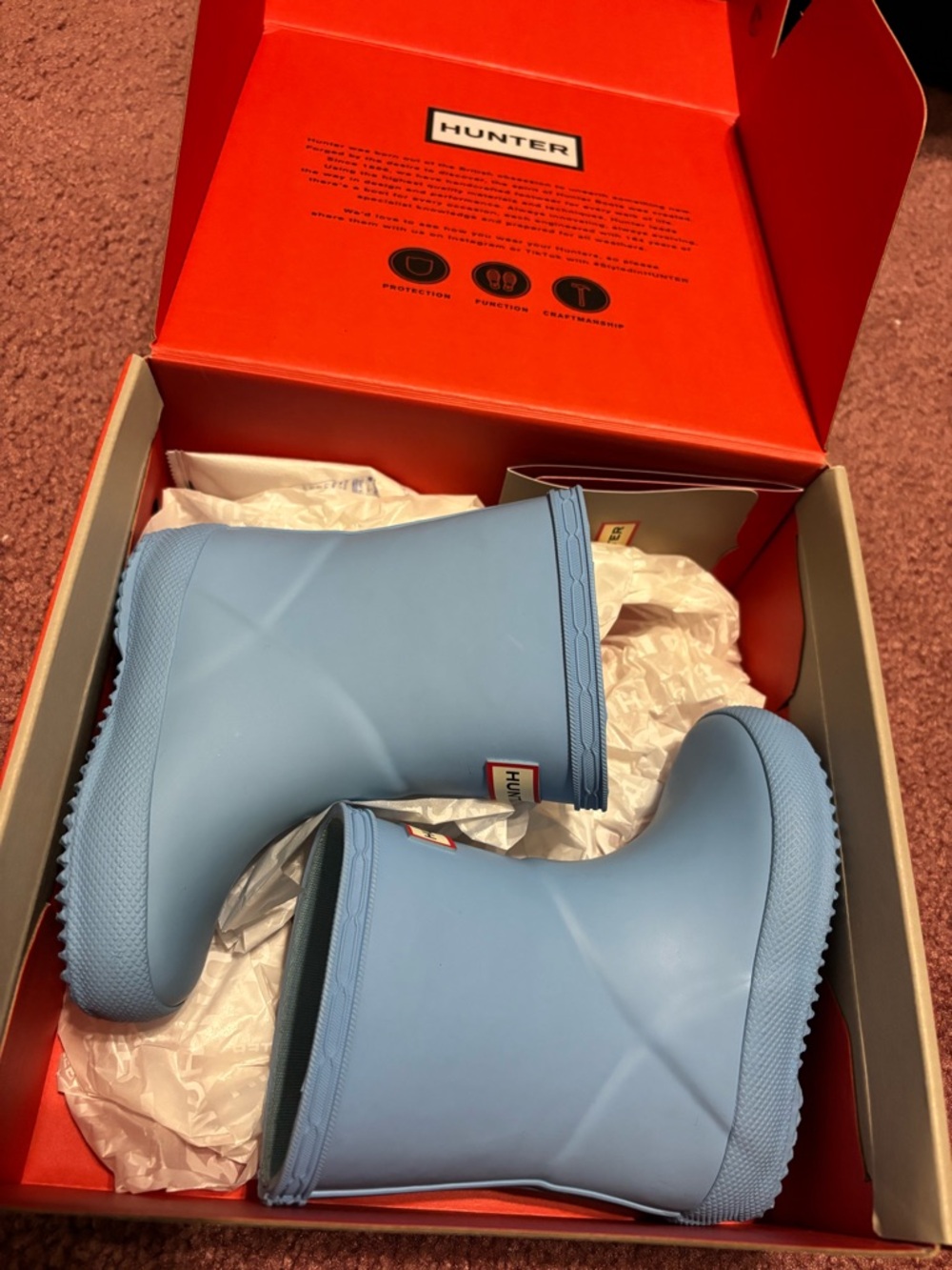 Hunter Kids' size 5 toddler Sky Blue Rain Boots